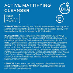 DCL Skincare Nettoyant Matifiant Actif, 2% Acide Salicylique, Acide Lactique, 198 ml Cosmétiques et Beauté Naty Shop