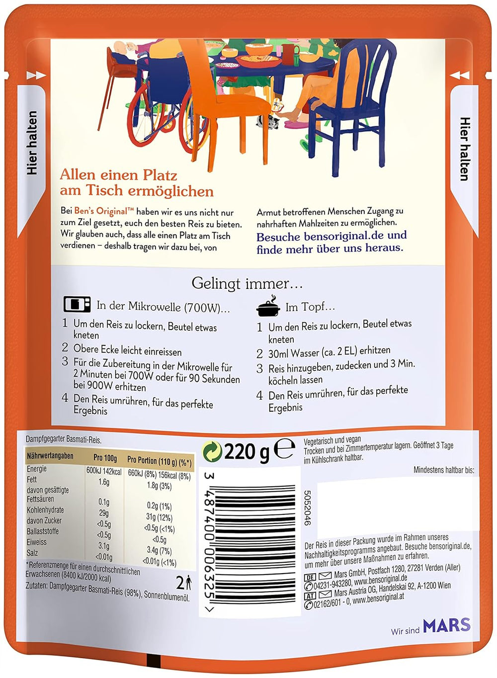 BEN'S ORIGINAL™ Riz basmati express 6 x 220 g