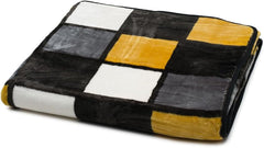 Gözze - Couverture douce et confortable, toucher cachemire, tissu épais 500 G/M², Antigua, 150 X 200 Cm - Moutarde/Noir/Blanc Lits et Couvertures Besuche den Gözze-Store Moutarde/Noir/Blanc