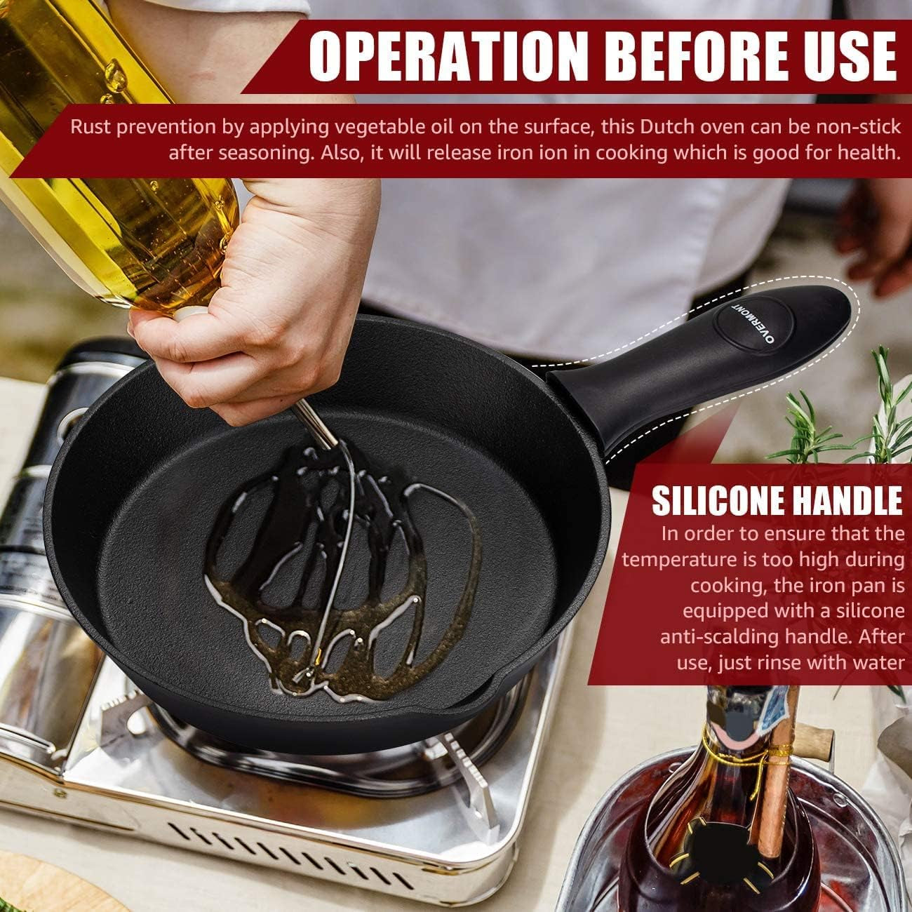 Poêle à griller en fonte OVERMONT avec poignée Casseroles et poêles Naty Shop