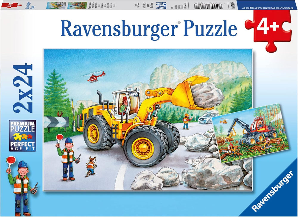 Ravensburger Puzzle pour enfants - 07802 Pelle et tracteur forestier - Puzzle pour enfants à partir de 4 ans, avec 2X24 pièces Puzzle Naty Shop Single