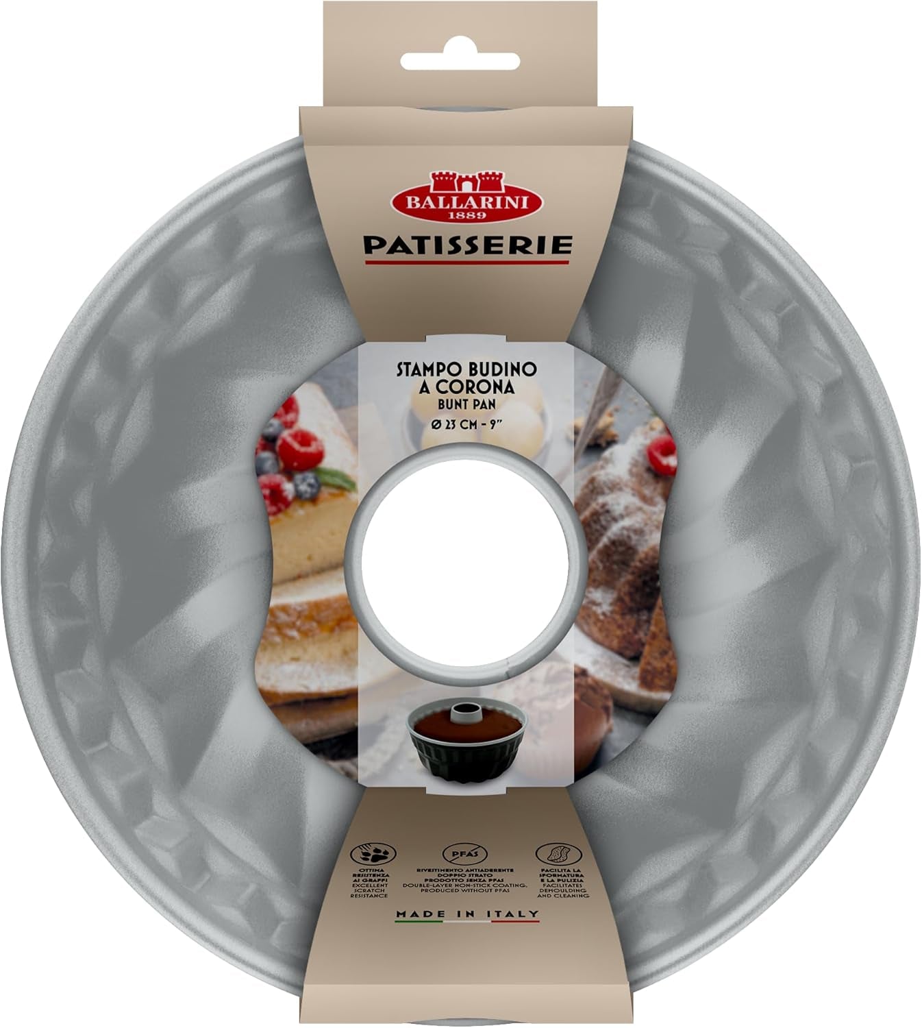 Ballarini, Plat à pâtisserie, différents modèles Moules et plaques à pâtisserie Naty Shop Gris Moule pour pudding, couronne 23 cm