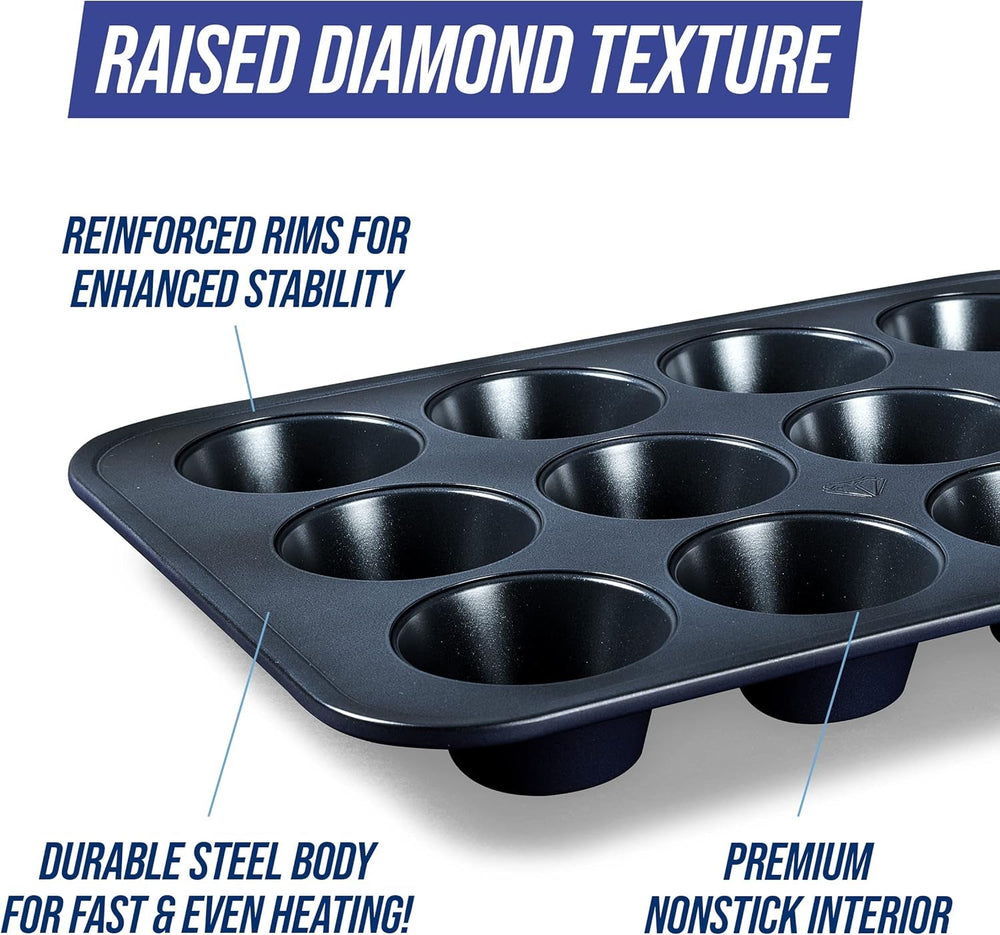 Blue Diamond Bakeware 12Er Muffinform Mit Antihaftbeschichtung, Blau Moules et plaques à pâtisserie Naty Shop