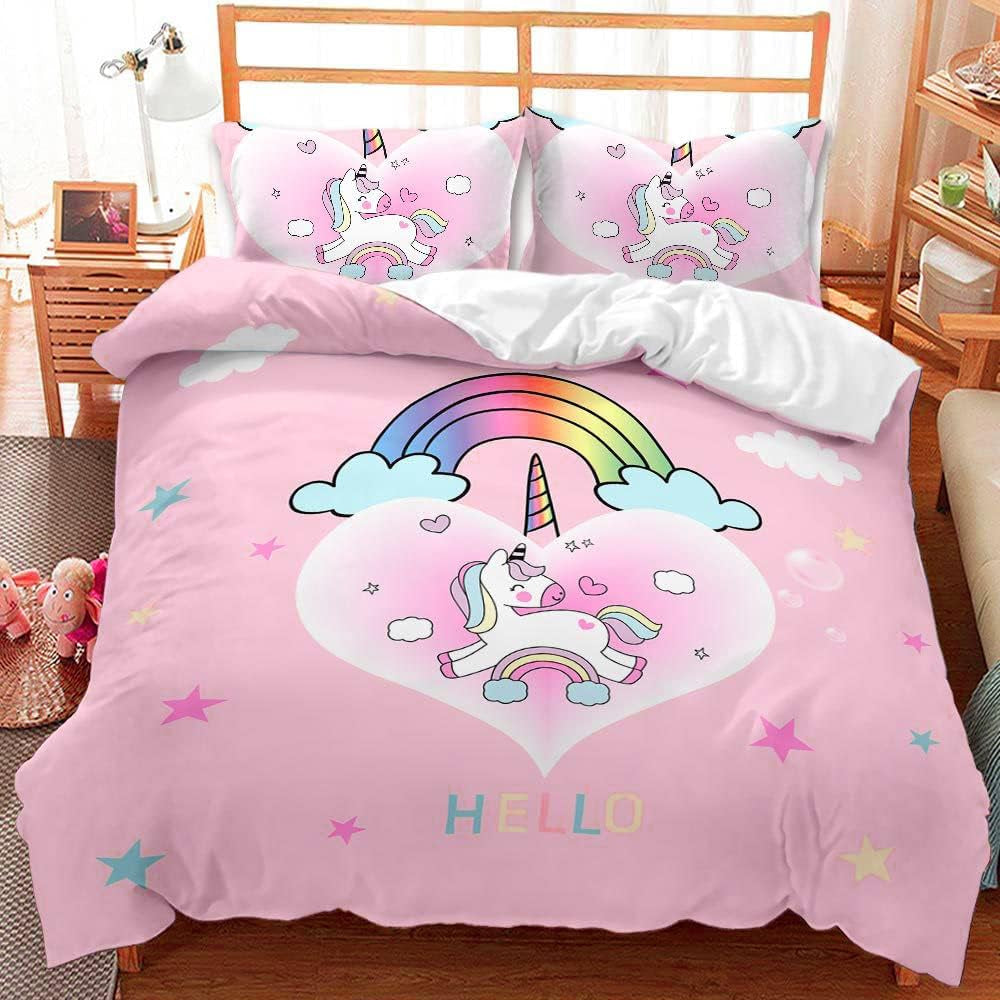 Literie fille, Licorne, 2 taies d'oreiller Literie - enfants Naty Shop Licorne Rose (modèle 2) 200×200 Cm