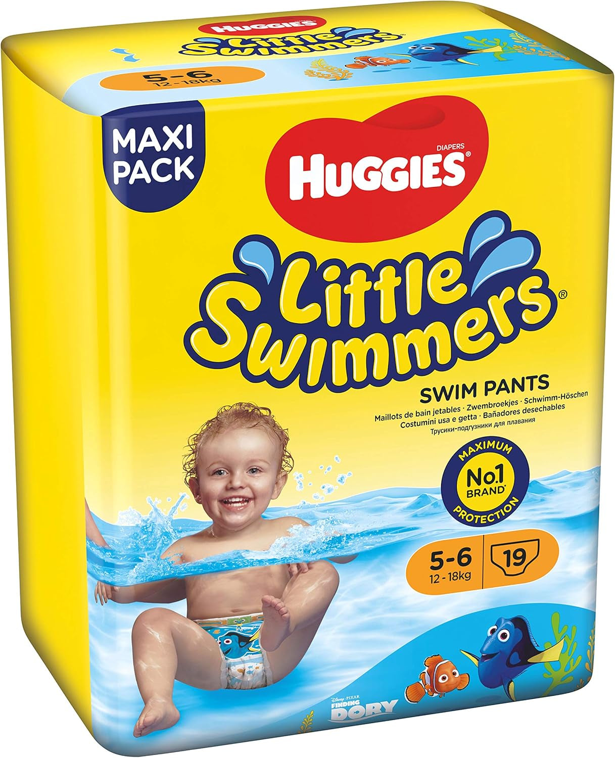 Couches de bain Huggies Little Swimmers taille 5/6 (12-18 kg), 1 paquet de 19 pièces