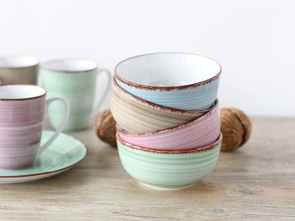 CreaTable, 22582, série SAMBA, service de table 16 pièces pour 4 personnes, service combiné en porcelaine, passe au lave-vaisselle et au micro-ondes, fabrication de qualité