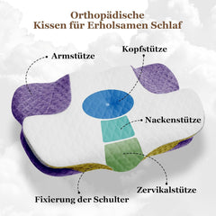 Oreiller cervical Wellsync Oreiller ergonomique Oreiller en mousse à mémoire de forme Oreiller orthopédique pour dormeurs latéraux Dormeurs sur le dos Dormeurs sur le ventre Douleurs au cou Blanc Gris Oreillers orthopédiques cervicaux Naty Shop