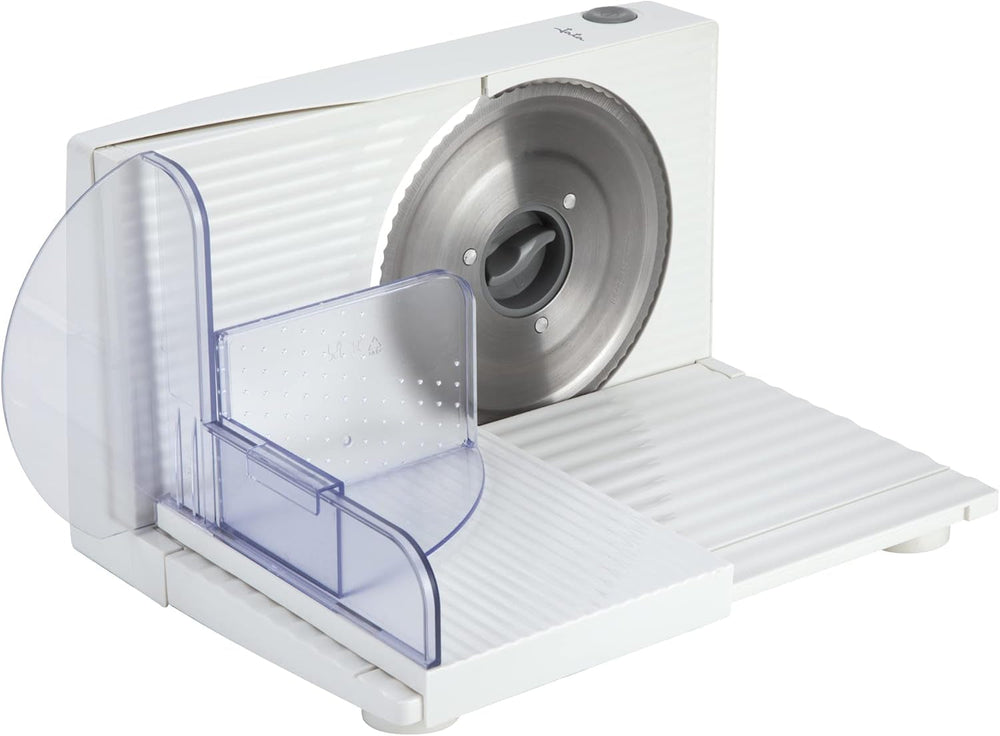 JECF0300 Trancheuse Électrique Compacte, Lame Inox Amovible, Diamètre 170 mm, Contrôle d'épaisseur 0 à 15 mm, 150 W Naty Shop Râpes et Trancheuses