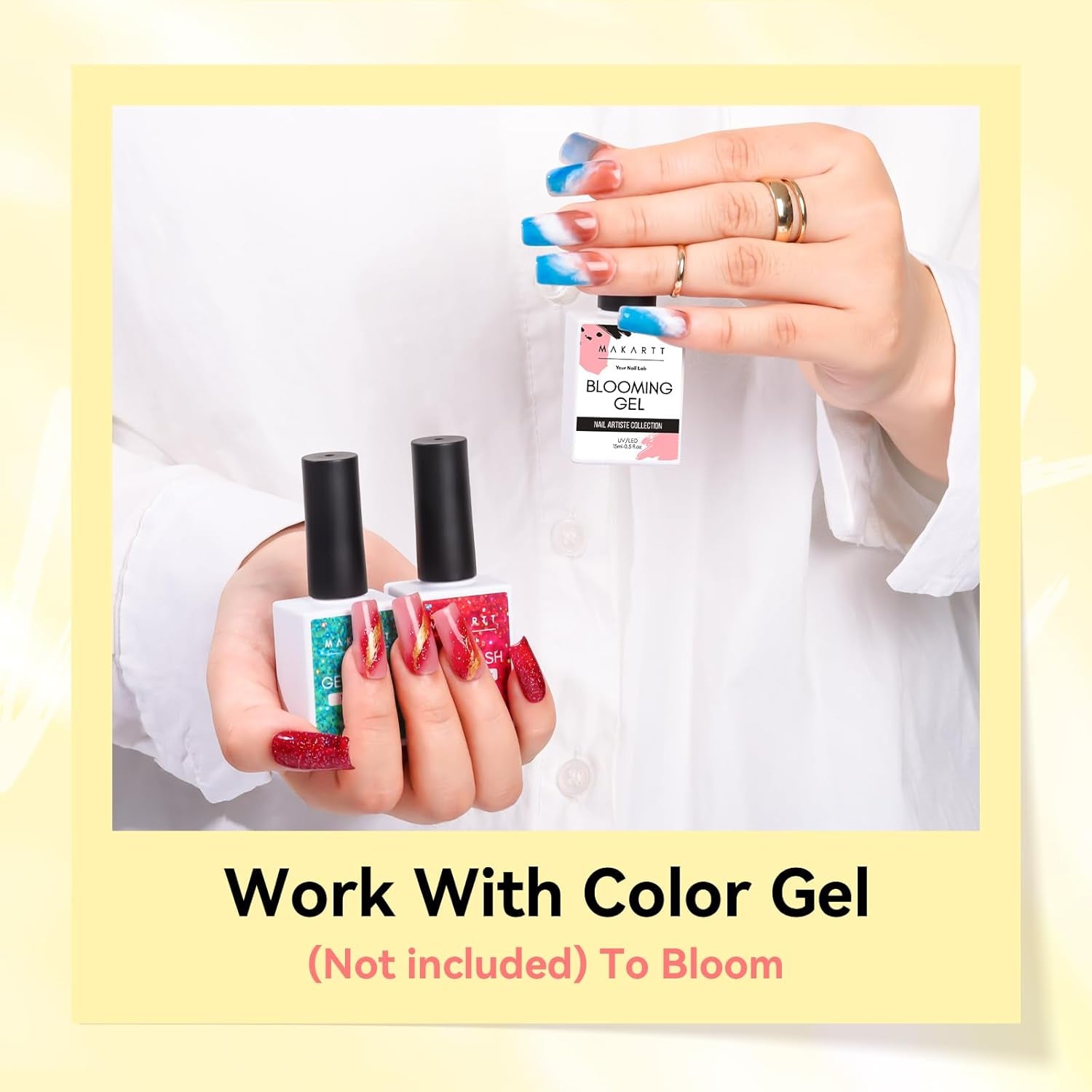 Makartt Blooming Gel Vernis à Ongles – 15 ml Blooming Gel Vernis à Ongles Extension avec Couleur Marbre, Gel Peinture, DIY Manucure Designs d'Ongles, Fleurs, Animaux, Aquarelle, Kit de Manucure Magique