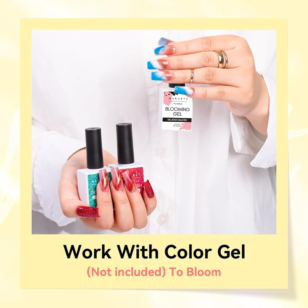 Makartt Blooming Gel Vernis à Ongles – 15 ml Blooming Gel Vernis à Ongles Extension avec Couleur Marbre, Gel Peinture, DIY Manucure Designs d'Ongles, Fleurs, Animaux, Aquarelle, Kit de Manucure Magique
