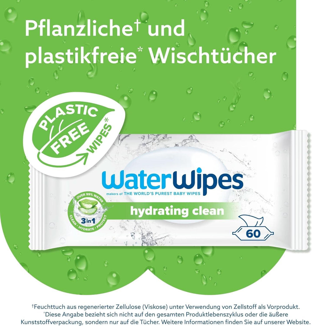 Waterwipes Lingettes hydratantes et nettoyantes pour bébé à 99% d'eau et d'extrait d'aloe vera Lingettes humides visage et corps Naty Shop