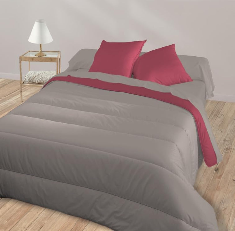 Couette réversible bicolore Bleu Câlin pour 2 personnes, microfibre, bordeaux/poivre, 220X240 cm Couettes et couettes Naty Shop