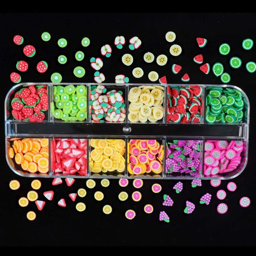 4 Set Nagel Obst Scheiben, Basicon Niedliche Obst Polymer Scheiben Obst Scheibe Nail Nagel 3D Obstscheibe Nail Art Slice For DIY Liefert Maniküre Dekoration Schleim Zubehör Nageldekorationen, 4 Stile