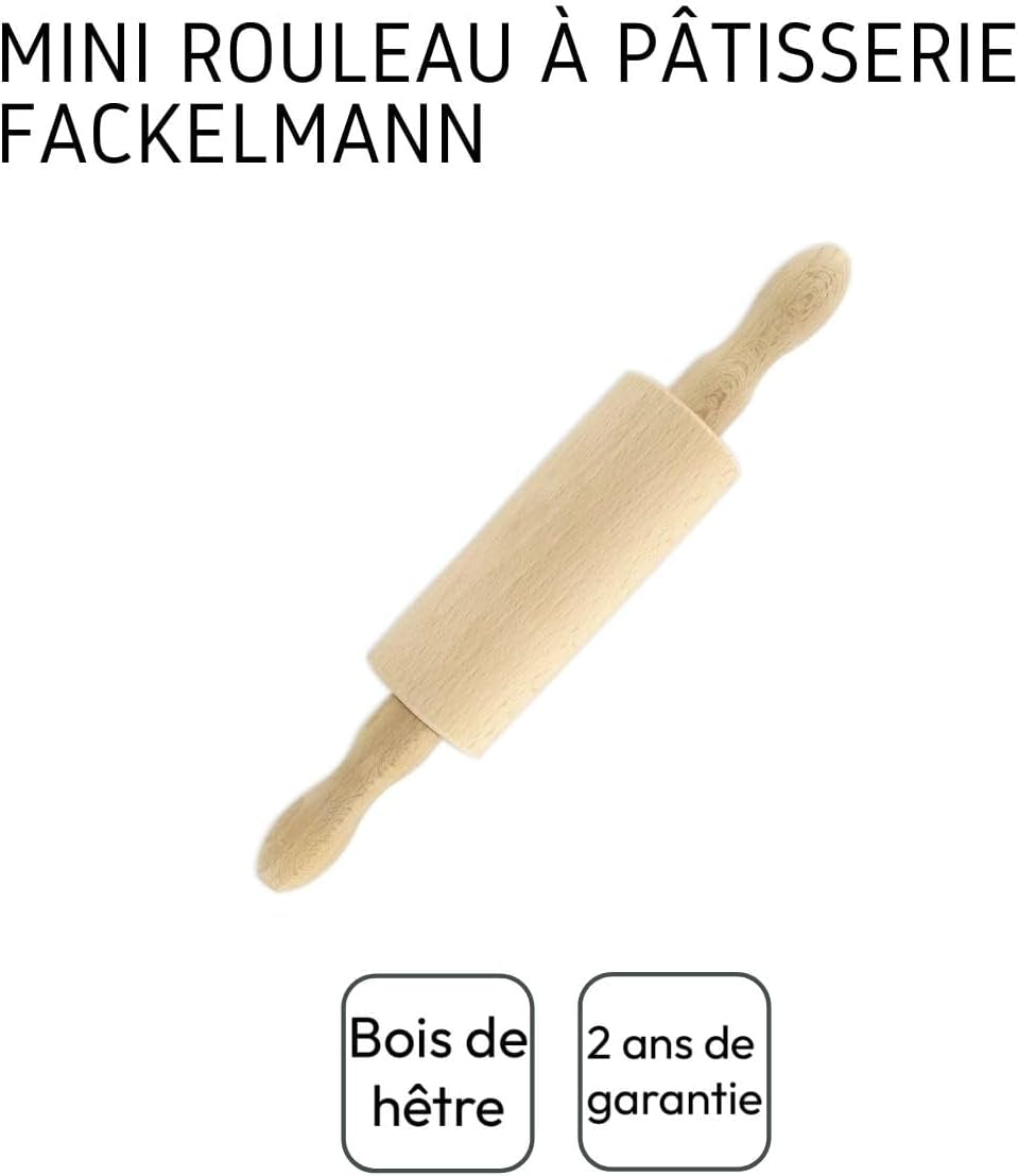 Fackelmann 521146 Petit rouleau à pâtisserie en bois, 23,5 x 4,5 cm, marron