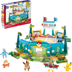 Jouet de construction de figurines d'action MEGA Pokémon, arène d'entraînement de 1 101 pièces, jeu de combat et 5 figurines mobiles pour enfants, figurines d'action HWR82 Naty Shop Training Arena