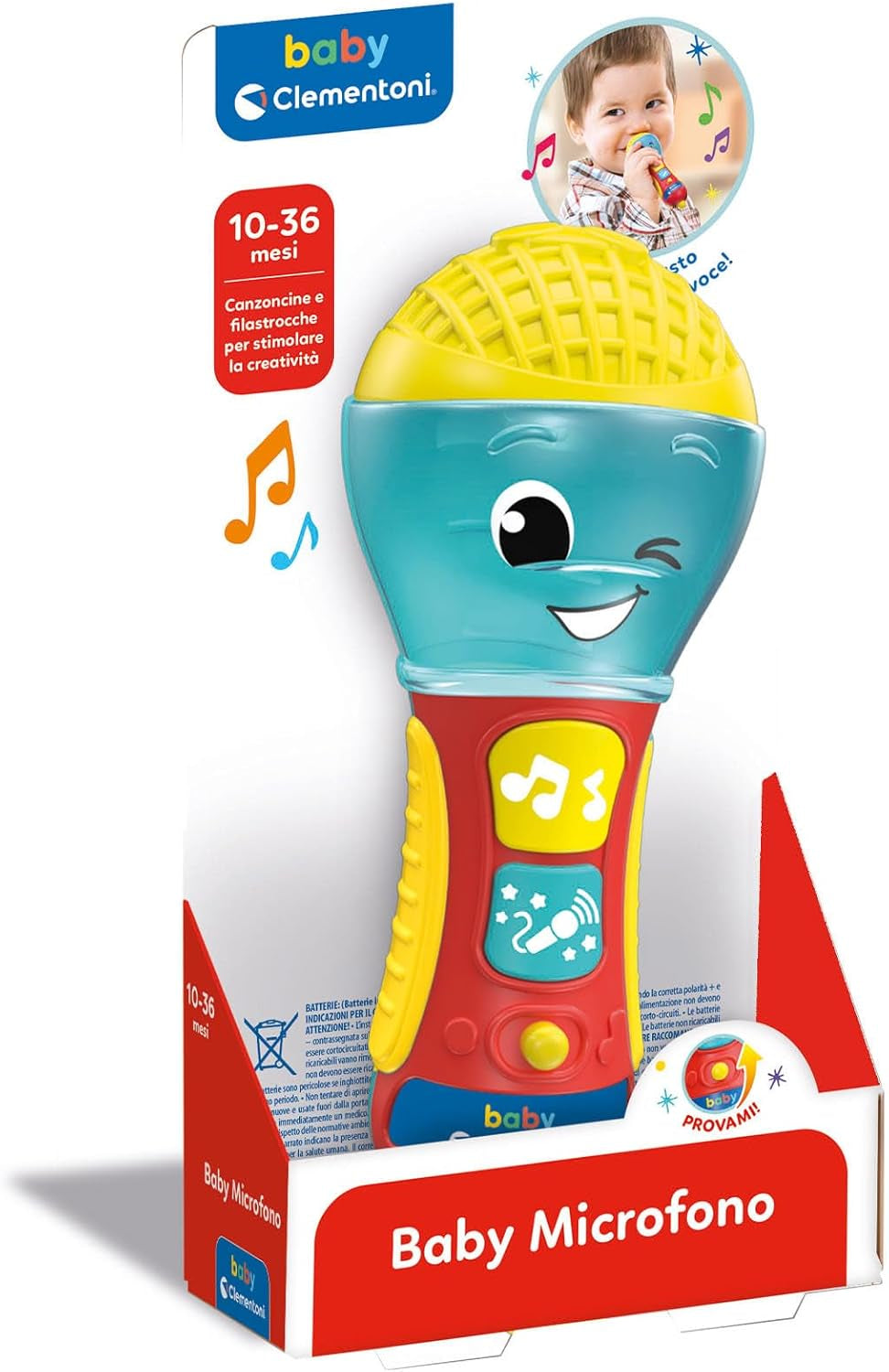 Clementoni - Microphone bébé, Jeu de musique électronique petite enfance, Jouet 10-36 mois, Centre d'activités avec lumière et sons, 17931 Baby Toys Naty Shop