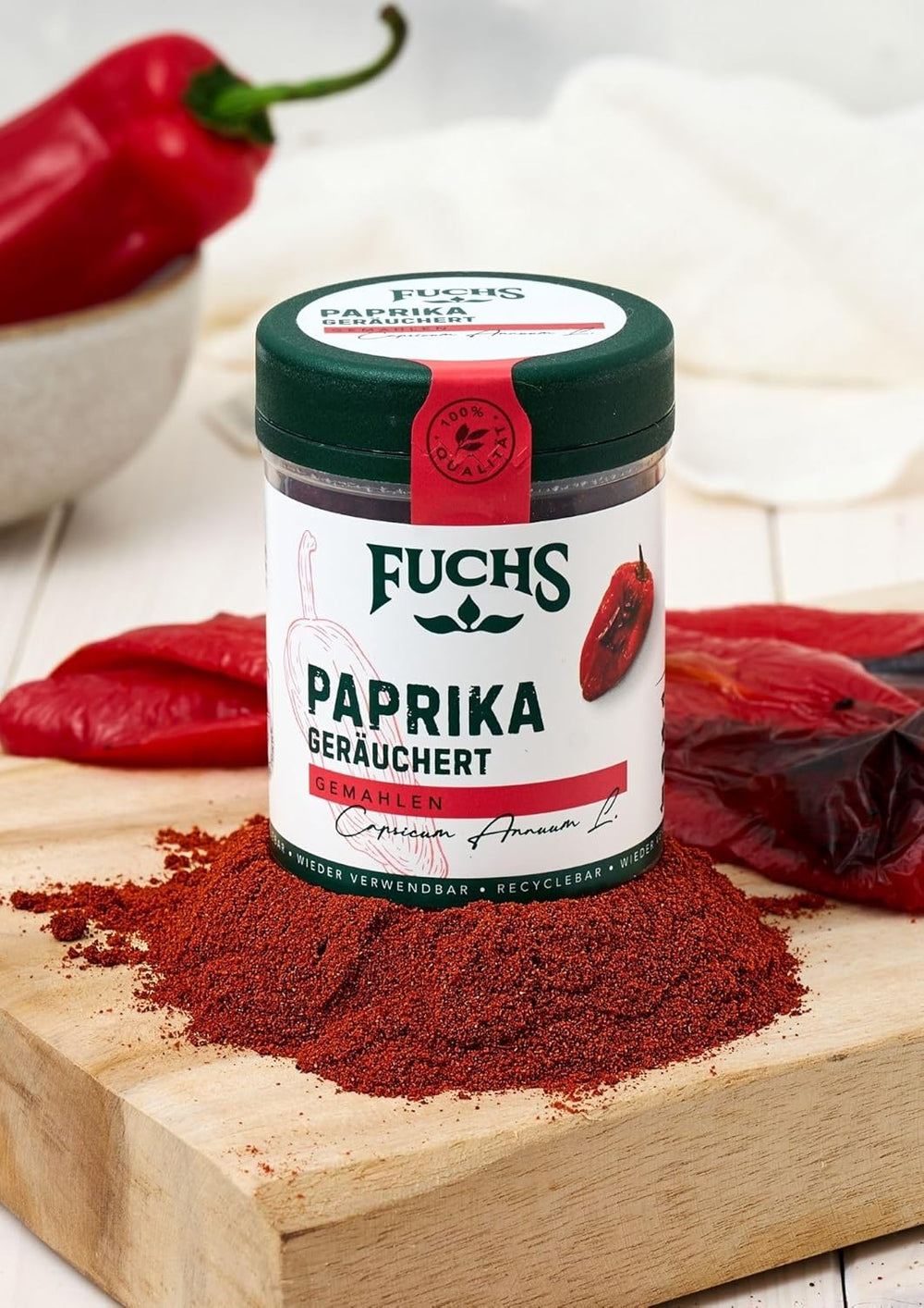 Fuchs Gewürze - Paprika geräuchert gemahlen - rauchiger Gesmack für BBQ, Gulasch ou Tofu - Ingrédients naturels - 60 g dans une dose variable, recyclable