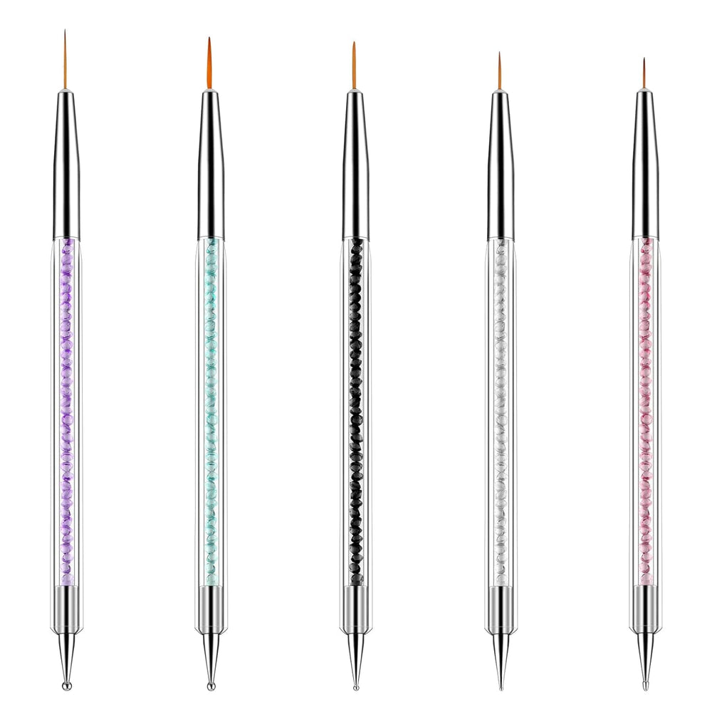 5 pièces Nail Art Pinsel Set Dotting Tool Nailart Pinsel Nageldesign Double End Dotting Pen Strass Professional Acryl Feinmalerei Nail Art Design