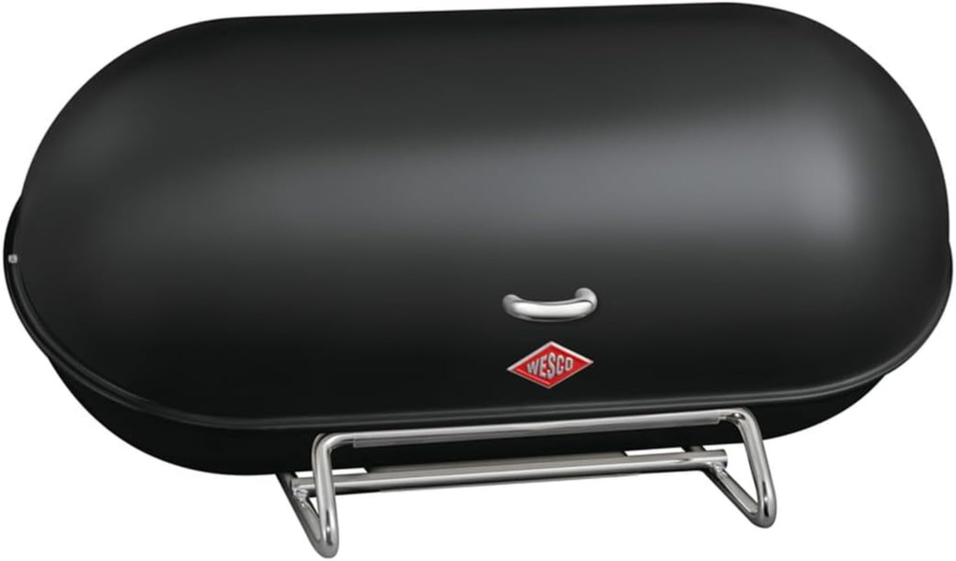 WESCO Breadboy Boîte à pain avec couvercle à charnière sans hochet, rouge, tôle d'acier enduite de poudre, trous d'aération et poignée robuste Naty Shop Noir mat