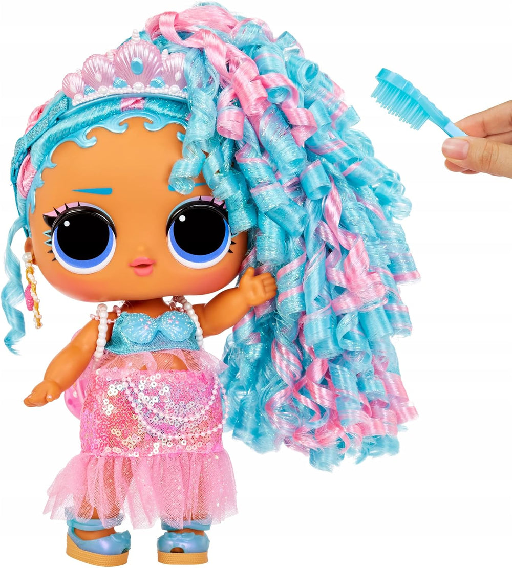 MDR. Surprendre! Big Baby Hair Hair Hair – SPLASH QUEEN – 27,94 cm, grosse poupée avec 14 accessoires, accessoires pour cheveux et cheveux véritables – pour enfants et adolescents à partir de 4 ans