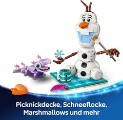LEGO ǀ Disney Frozen Picknickspaß mit Olaf und Bruni - Schneemann Figur mit Picknickdecke und Zubehör - DIY Deko fürs Schlafzimmer - Geschenk für Mädchen ab 7 Jahren und Frozen Fans - 43287