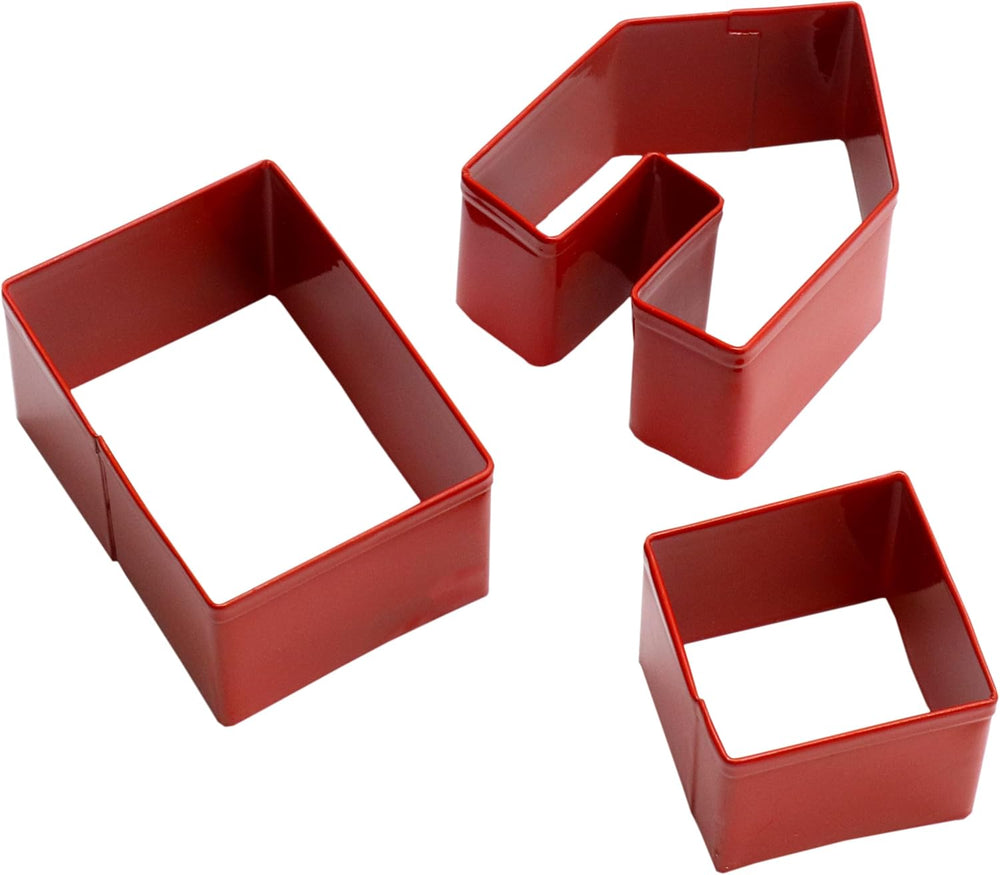 Lot de 3 emporte-pièces de Noël, mini maison en pain d'épices, chauffe-tasse, rouge