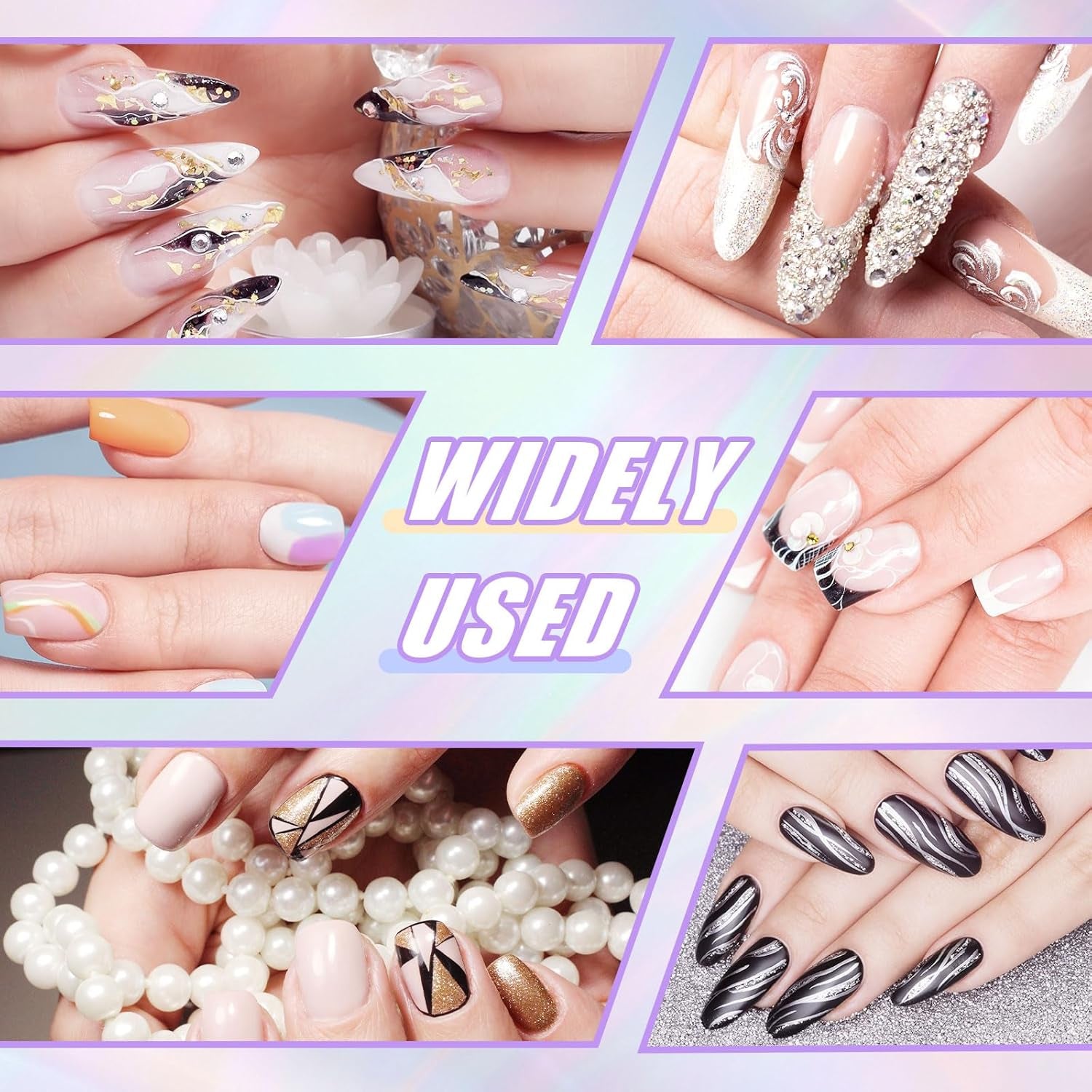 Sularpek 6 Stück Nagel Pinsel, Nail Art Pinsel, Pinsel Nageldesign, Nagel Pinsel Set, Nail Art Dotting Tools Mit 1 Sponge Brush Applikator, Nageldesign Zubehör Für DIY Nail Art Design