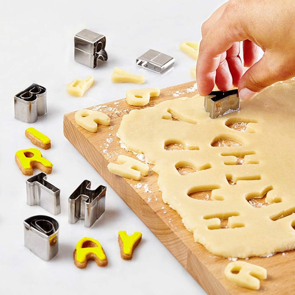 Forme de copt pentru fursecuri, alfabete, litere, fondant, fursecuri, DIY, din plastic, simbol, formă de copt, oțel inoxidabil, alfabet, biscuiți, bucătărie, gadget, accesorii de copt, set