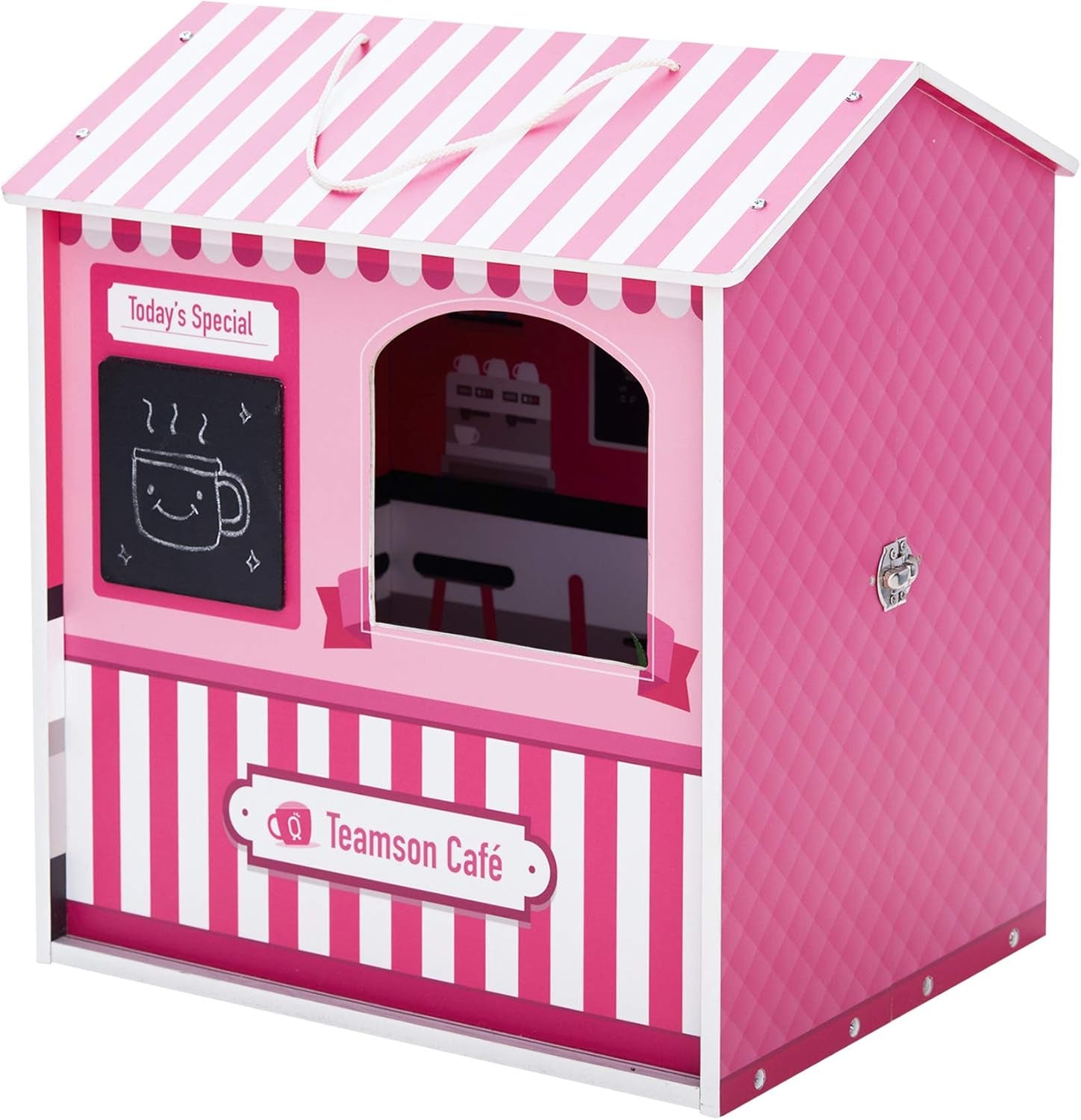 Teamson Kids - Maison de Poupée Dreamland City Café 30cm - Rose/Blanc/Noir