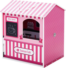 Teamson Kids - Maison de Poupée Dreamland City Café 30cm - Rose/Blanc/Noir