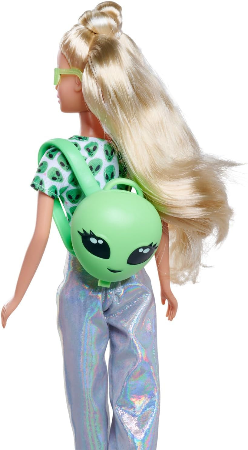 Simba Steffi Love Space Fashion – Modepuppe mit futuristischem Outfit & Rucksack zum Öffnen, 29 cm, modisches Rollenspiel für Kinder ab 3 Jahren