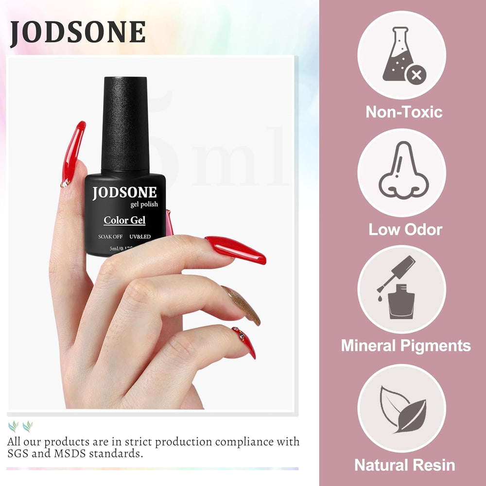 JODSONE 36-Teiliges Gel-Nagellack-Set, 32 Farben, Gel-Nagellack-Set, Basislack, Glänzend, Matt Und Glitzernder Decklack, Naillack-Set, Grün, Blau, Rot, Rosa, Kollektion, Geschenke Für Frauen