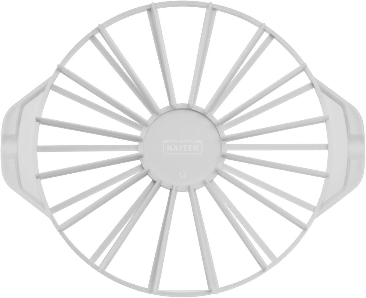 Séparateur de gâteau en plastique classique Kaiser original 31,5 cm Séparateur de gâteau pour 14 ou 16 tranches égales Séparateur de gâteau double face blanc