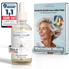Hairlexier Remède pour la croissance des cheveux pour femme - Huile capillaire au romarin, huile capillaire à l'huile de ricin, huile de lavande, sérum capillaire naturel contre la chute diffuse des cheveux, soutient la croissance des cheveux, végétalien et biologique + Cahier de soins capillaires Naty Shop Women