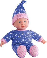 Simba 105010010 - Poupée au corps doux Laura Little Star en jolie robe et chapeau avec lunes et étoiles scintillantes 20 cm poupée qui brille dans le noir pour 12 mois + Blue Dolls Naty Shop