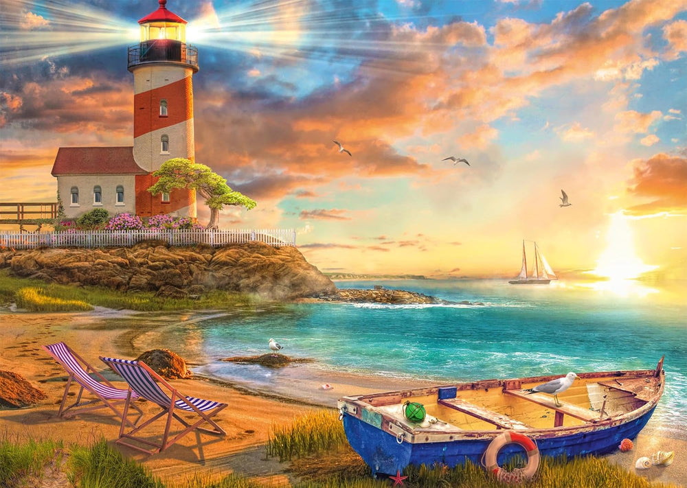 Schmidt Spiele 59765 Coucher de soleil dans la baie du phare, puzzle 1000 pièces, coloré Puzzle Naty Shop