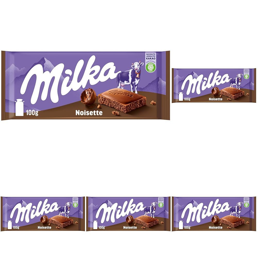Milka Noisette – Chocolat au lait alpin fourré délicatement et crémeux aux noisettes – 25 x 90g