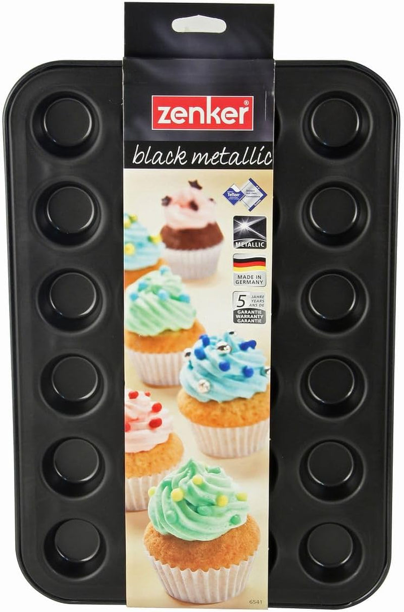 Zenker 6541 Black Metallic 24Er Mini-Muffinform – Antihaftbeschichte Für Perfekte Mini-Muffins, Ø 4,5 cm, ​​​​Made in Germany Moules et plaques à pâtisserie Naty Shop