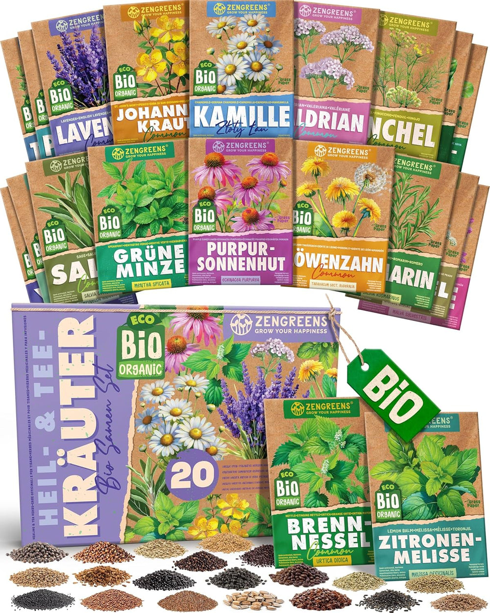 Graines de basilic biologiques dans un ensemble de 6 - 6 graines de basilic pour une culture facile dans le jardin, le balcon ou le parterre surélevé - Graines de plantes - Semis