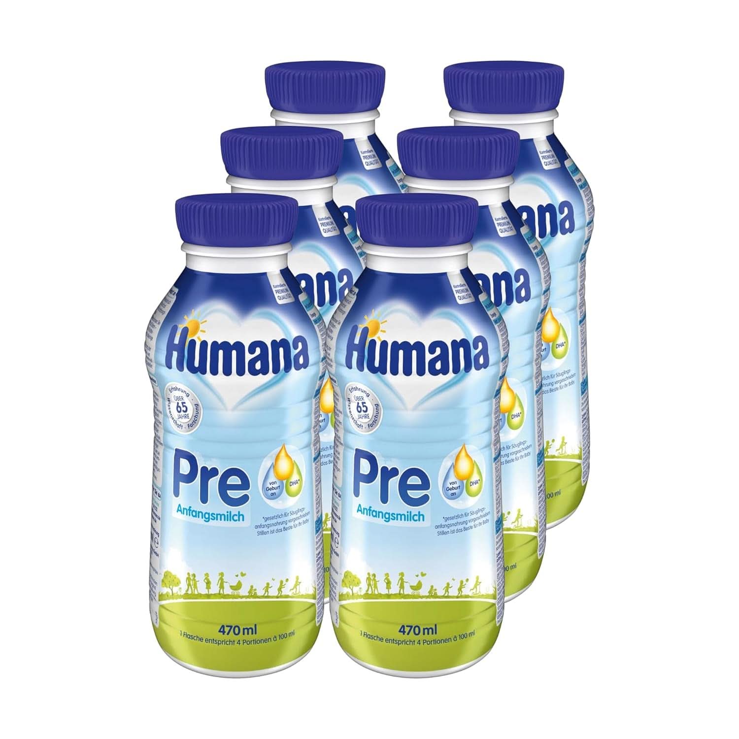 Lait Humain PRE Initial, dès la naissance, lait en poudre pour nourrissons, uniquement avec DHA et lactose, 750 g Naty Shop 6 x 470 ml Liquide