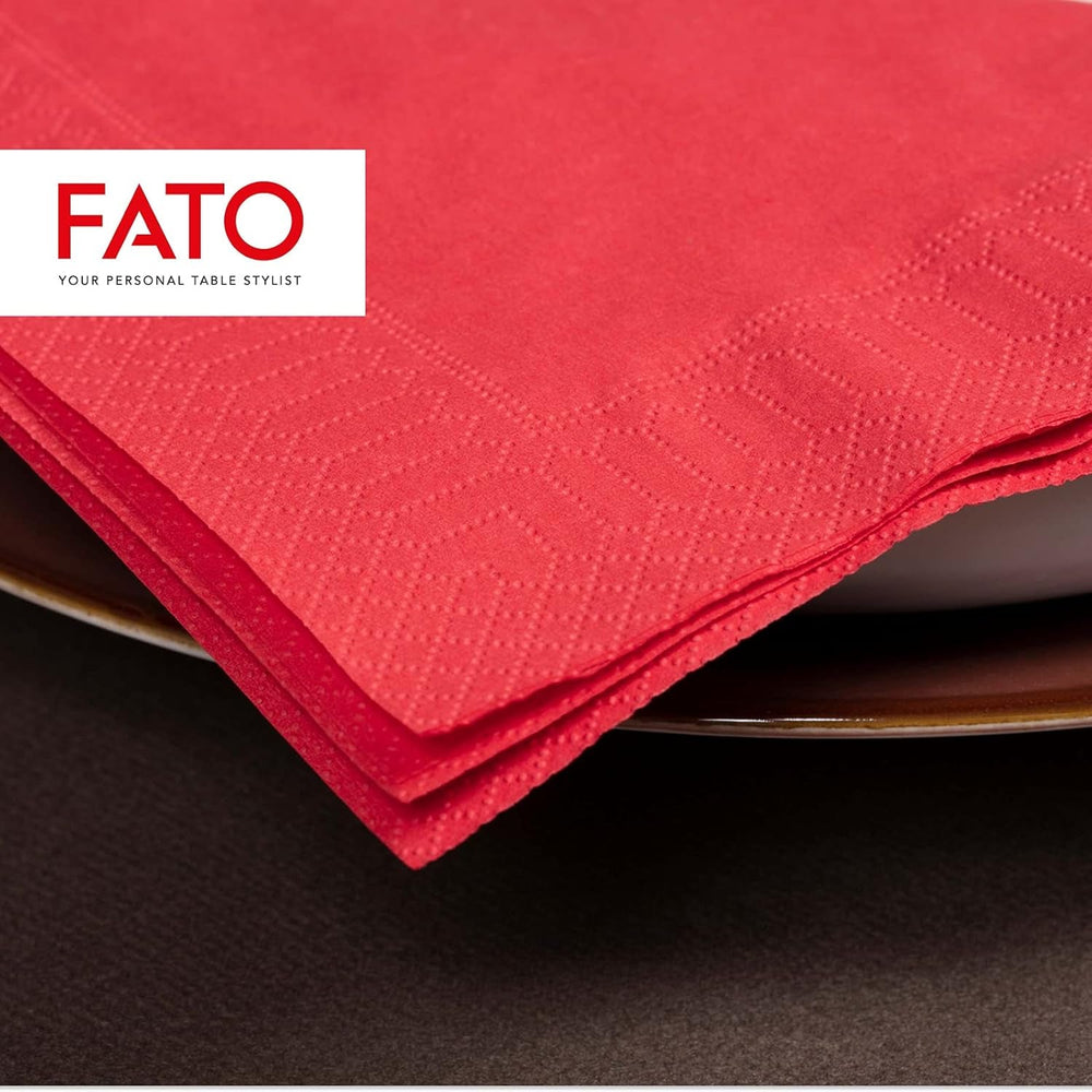 - Serviettes en papier jetables, idéales pour l'apéritif et les cocktails, paquet de 100 serviettes, format 24X24, 4 plis, 2 couches, couleur rouge, papier 100% pure cellulose, certifié Fsc