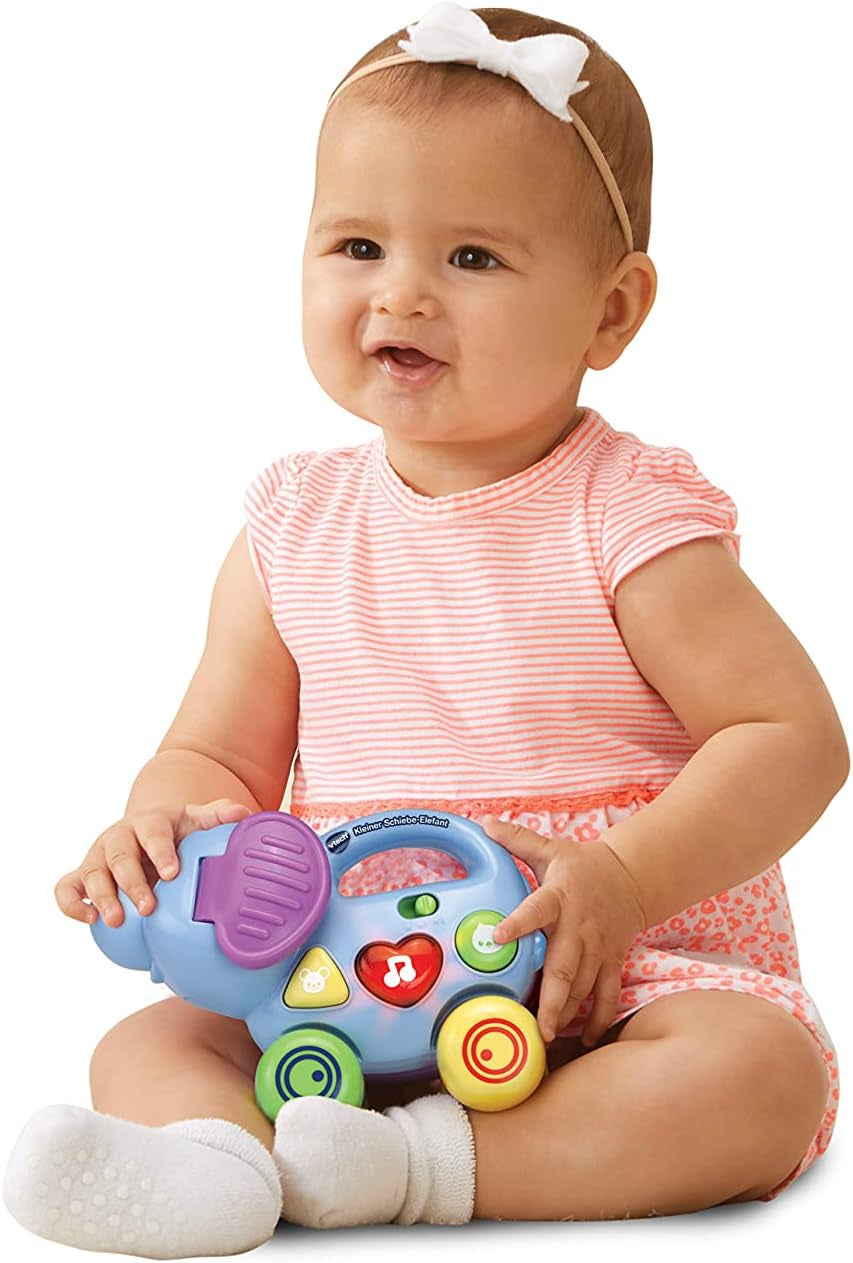Vtech Baby Little Pushing Elephant - Jouet interactif à pousser et à jouer - Avec chansons, mélodies, phrases et sons - Pour les enfants de 6 à 36 mois Jouets pour bébés Naty Shop