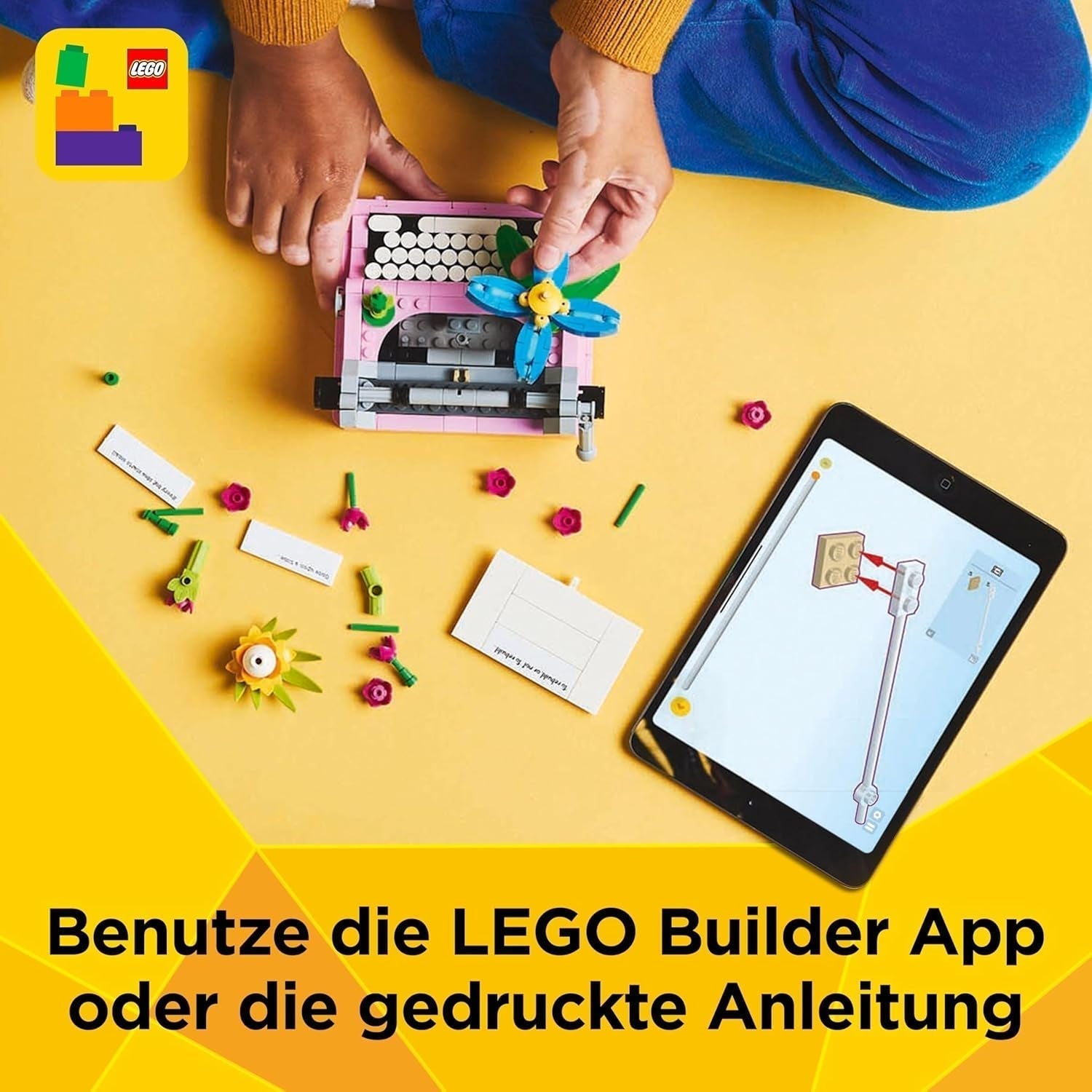 Machine à écrire LEGO Creator 3In1 avec fleurs - jouet transformable en modèle Keytar ou en pot de fleurs avec cahier et stylo - jeu de construction - cadeau pour filles et garçons à partir de 8 ans 31169 Jeux de construction Besuche den LEGO-Store