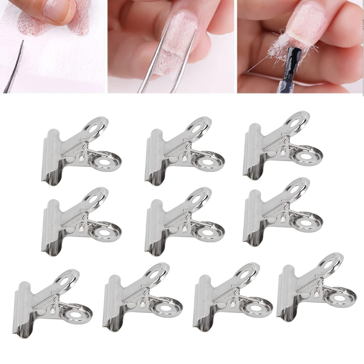 10 pièces pinces à ongles pince en métal pince d'extension d'ongle outil d'art d'ongle fixateur de fibre de verre accessoires d'art d'ongle équipement pratique Durable maison bricolage Salon