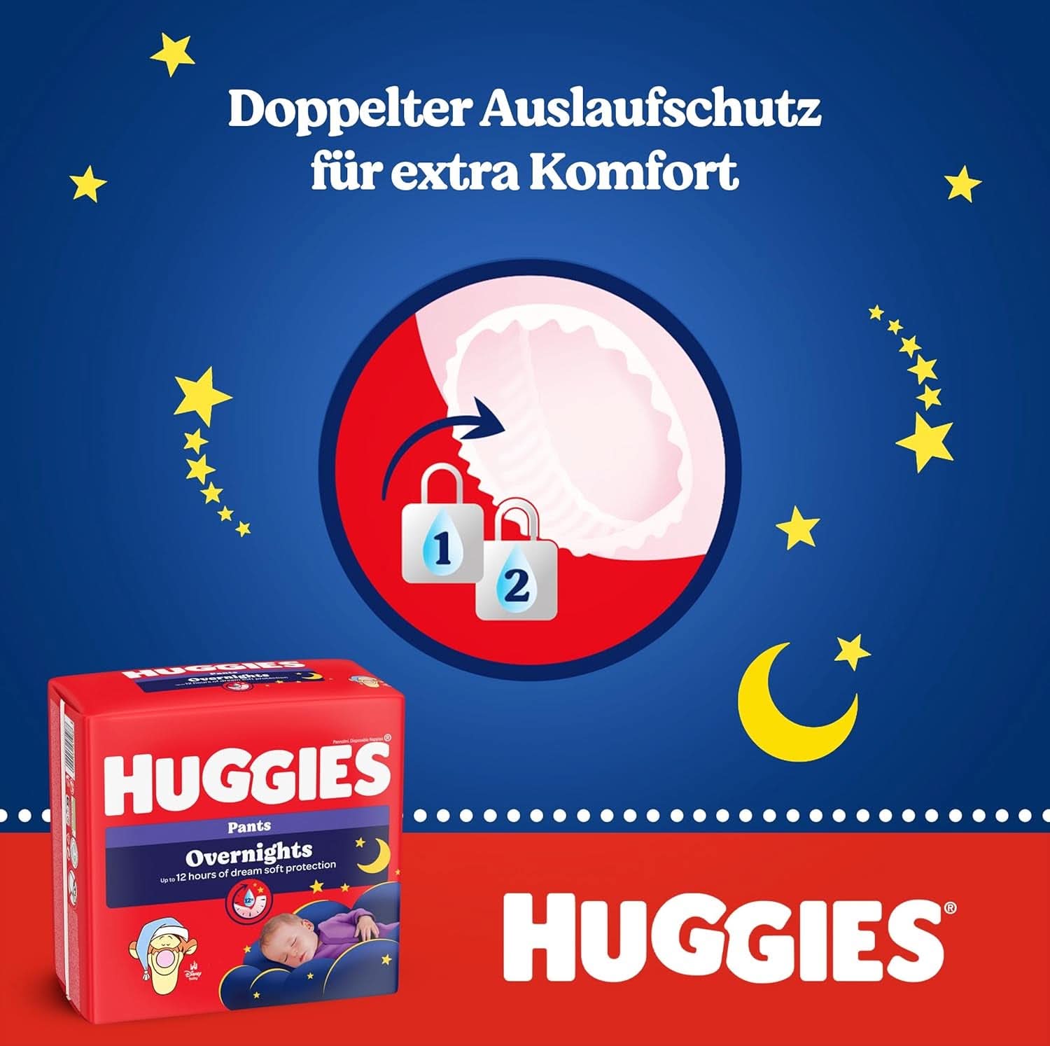 Huggies Night Pants Taille 4 (9-14 kg), Boîte à Couches Mensuelle, 104 Pièces Mère et Bébé Naty Shop