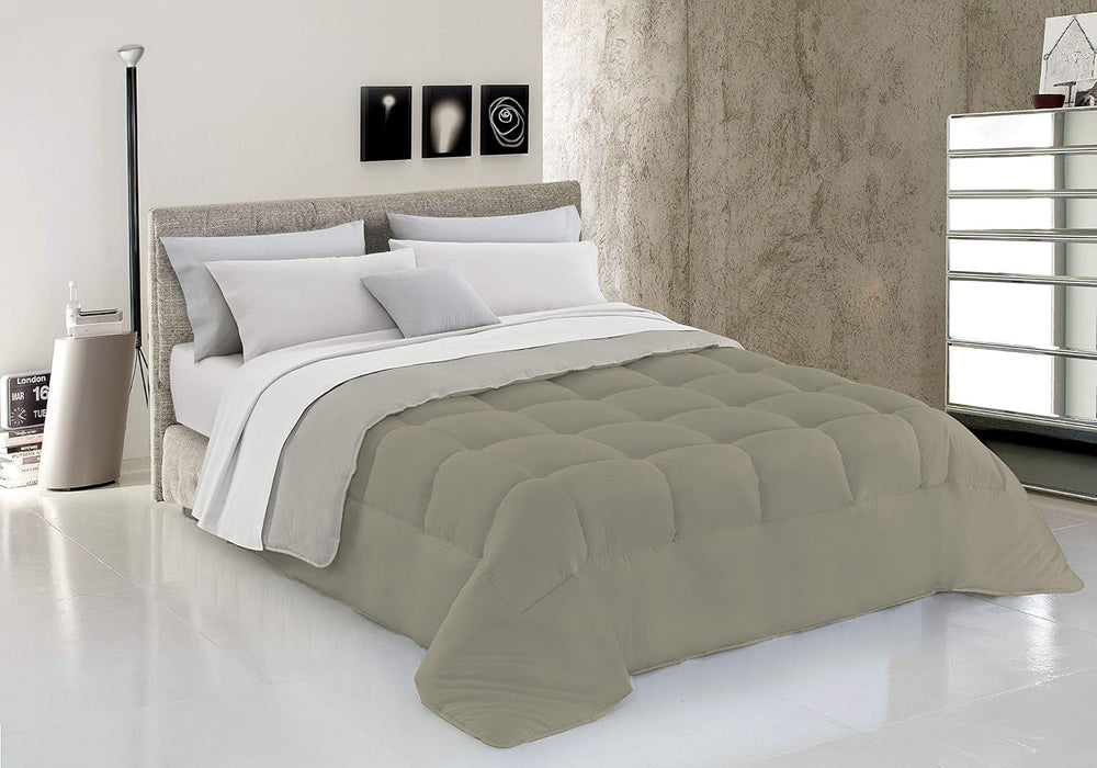 Linge de lit italien, couette d'hiver, taupe/crème, 250X200Cm Couettes et couettes Naty Shop Tortora/Panna 150 X 200 Cm