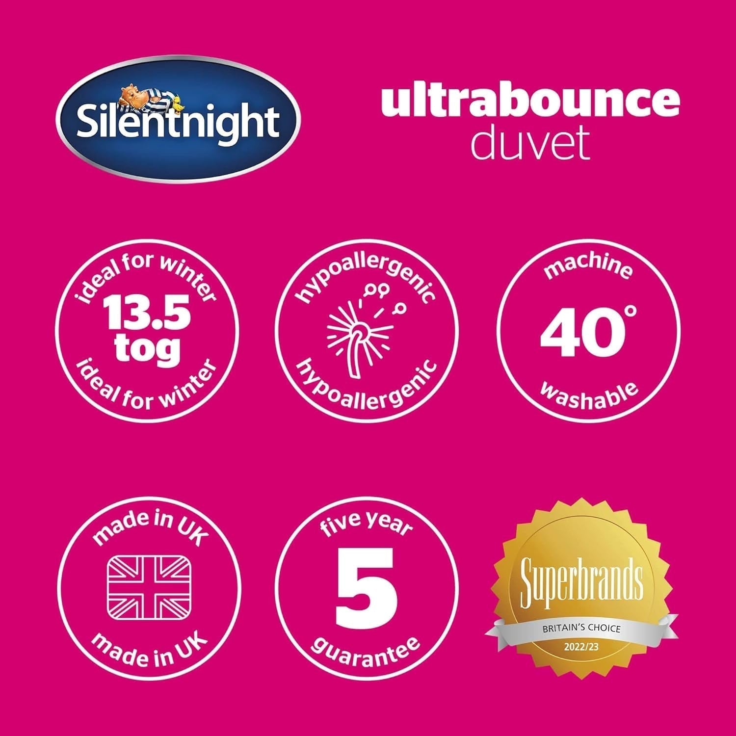 Couette Silentnight "Ultrabounce", microfibre, blanc, lit simple Couettes et couettes Naty Shop