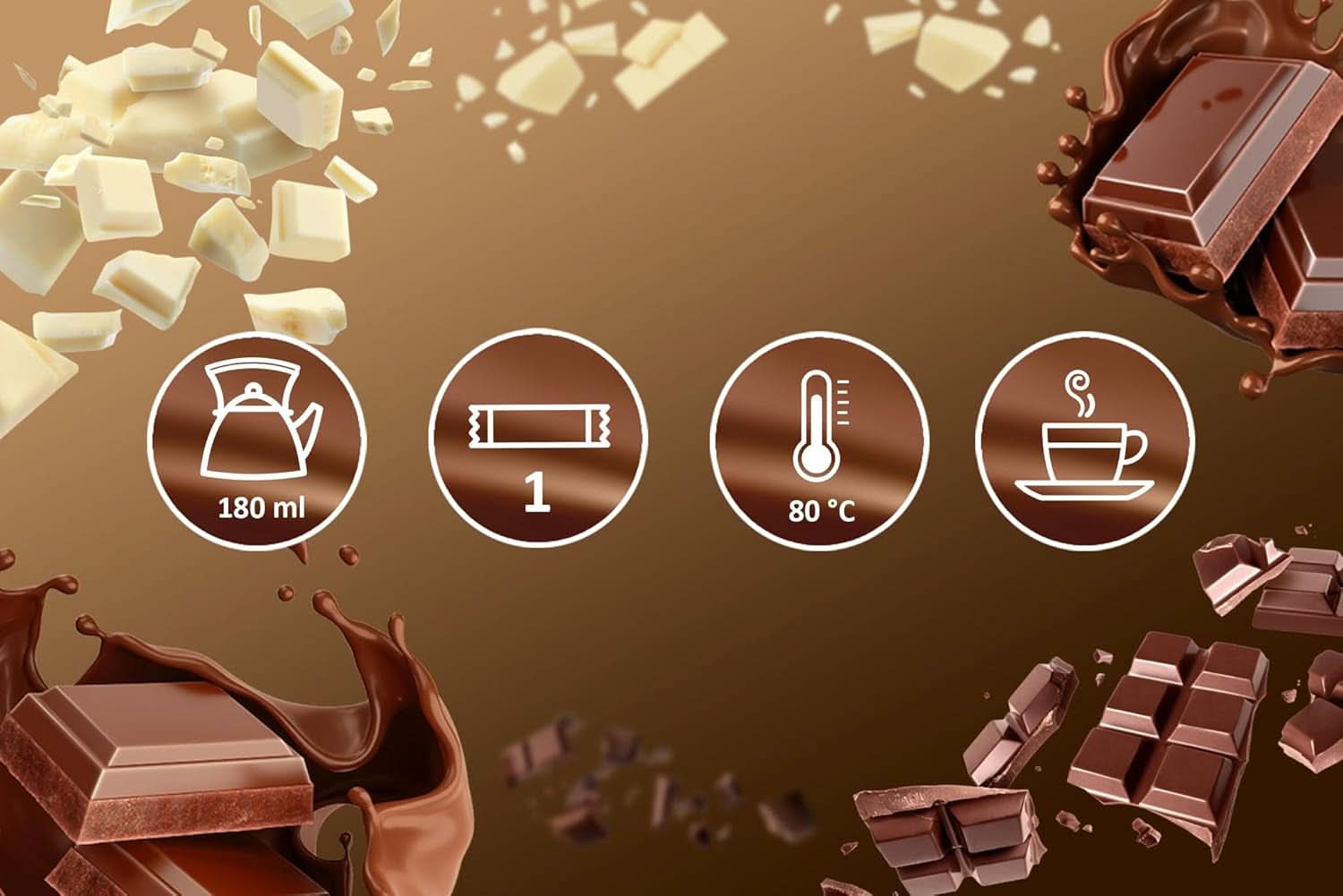 MOKATE® Chocolat chaud noir - 1 paquet 180 grammes - 10 sachets Cacao et Chocolat Chaud Naty Shop