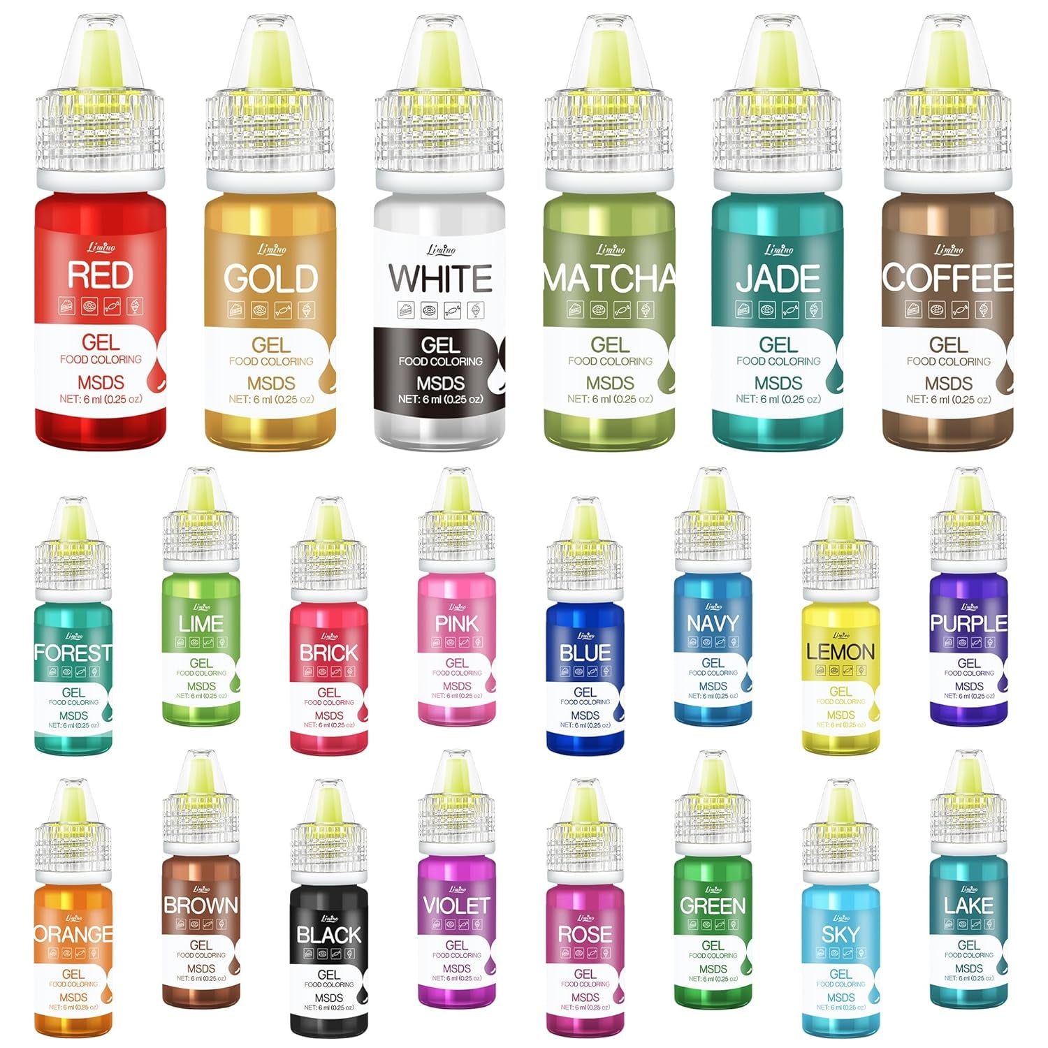 Colorant alimentaire en gel, contenants de 6 ml et 10 ml Naty Shop