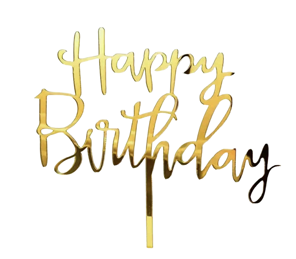 Décoration Joyeux Anniversaire Topper - Acrylique Non Comestible Doré Parfait Pour Les Gâteaux